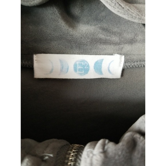 E2 Women's Full Zipper Velour Contrast Drawstring Collar‎ Sweater Jacket Size M - Picture 5 of 9